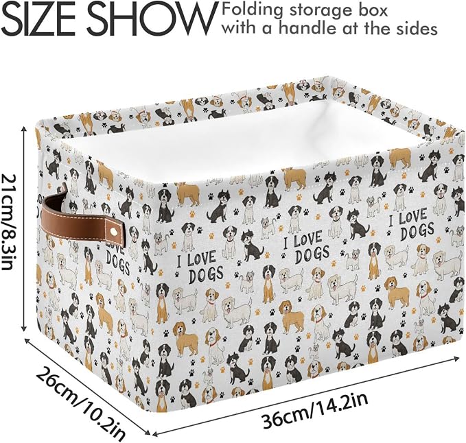 Bernese Mountain Dog Storage Basket Fabric Pet Toy Baskets Cute Dogs Puppy Paws Open Home Storage Bins Boxes Foldable Organizer Bag for Pet Toy Bathroom Shelf Closet Baskets 16×12×8 Inches 2 Pack