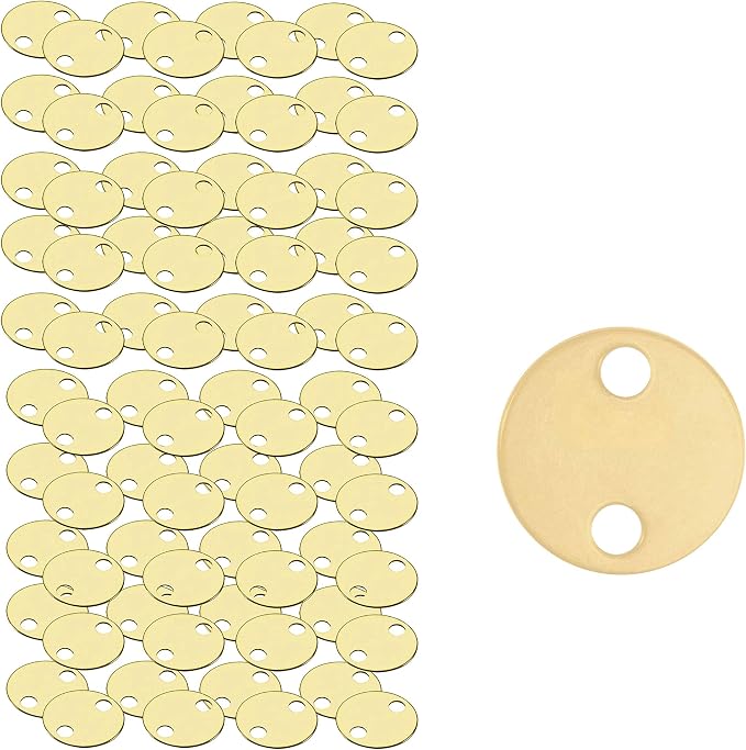 Lucky Line Solid Brass Round Tag 1-1/4" - Two Holes - 100 per Box (26022)