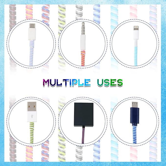 Friends 10 Pcs Cord Protectors from Pets No Chew 43.3",Classic Colors | Spiral Cable Protector, Phone Charger Cover, Data Cable Protective Sleeve Chew Proof, USB Wire Cover Stylish, Cat Dog Rabbit