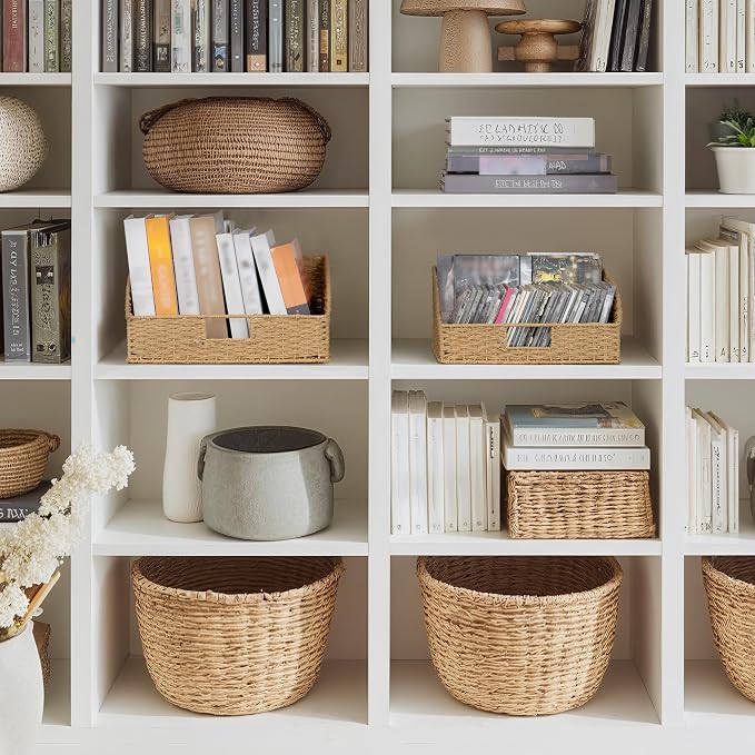 StorageWorks Pantry Baskets for Organizing,Wicker Basket for Storage,2-Pack | Paper Rope Wicker Storage Baskets for Shelves with Handles, Pantry Organizers and Storage, Shelf Baskets for Organizing
