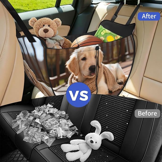 handsome puppy Car Seat Organizer-Backseat Storage Bag for Travel | Waterproof Durable. Holds Snacks Gear Essentials. Fits Most Cars.