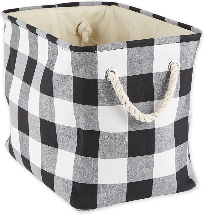 DII Buffalo Check Storage Bin, Medium Rectangle, 16x10x12, Black & White