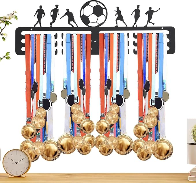 Award Hanger Football Theme Organizer | Sports Award Storage Rack for Runners Players Swimmers Gymnasts Athletes Winners Bedroom Office Gym Living Room
