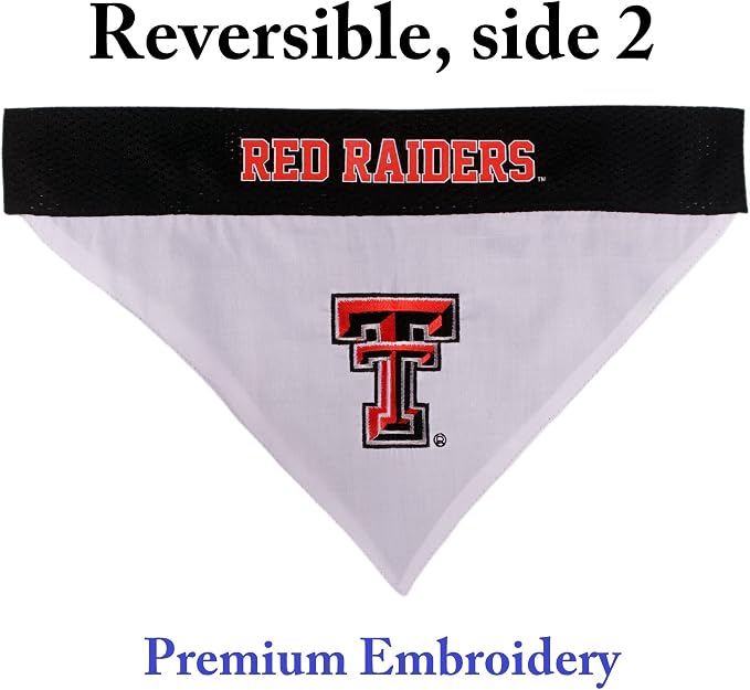 Pets First Collegiate Pet Accessories, Reversible Bandana, Texas Tech Red Raiders, Large/X-Large