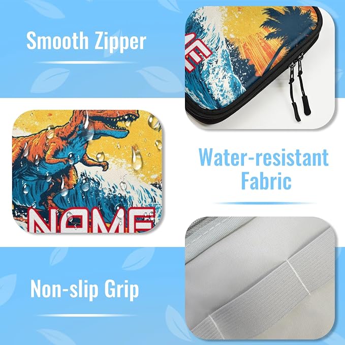 Custom Electronics Organizer Retro Surfing Dinosaur Travel Cable Pouch Large Tech Accessories Case Waterproof Cord Storage Bag for Power Bank Charger Phone Earphone