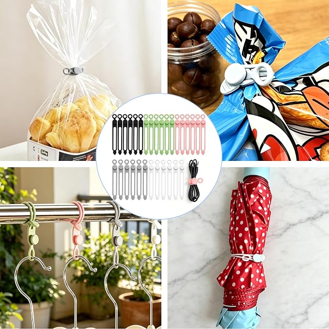 30Pcs Silicone Cable Ties Reusable Wire Organizer Straps | Fastening Earphones,Chargers, Home Office,Desk,Kitchen Appliance Cables & Wires Cable Ties Cord Organizers(5 Colors)