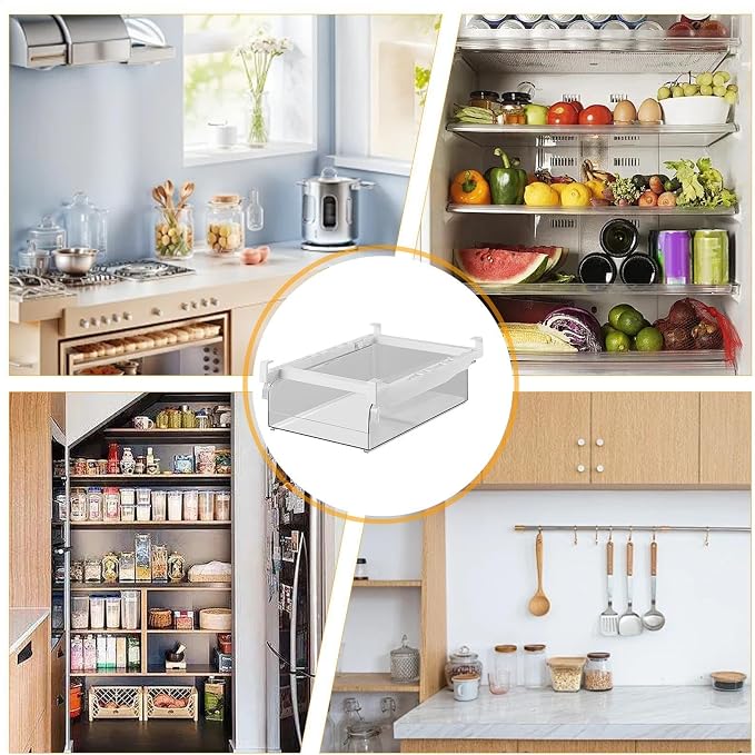 Fridge Organizer - Fridge Organizer Drawer | Refrigerator Organizer Bins | Fridge Shelf Holder Storage Box | Fridge Vegetable Pullout Container | Kitchen Storage And Organization Kitchen Storage Box