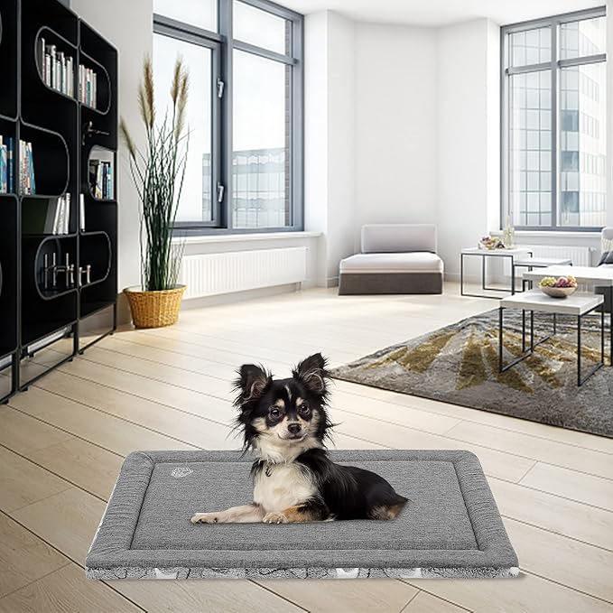 EMPSIGN Dog Crate Pad for 24"x18" Dog Crate, Star Pattern/Grey | Reversible Kennel Mat (Cool & Warm), Machine Washable, Cozy Star Pattern Sleeping Pad, All-Season Pet Bed