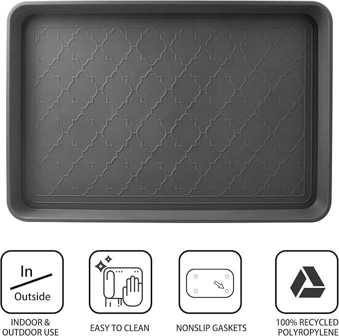Boot Tray for Entryway Indoor, Heavy Duty Shoe Mat Tray 2 Packs, 23"x15.5" Waterproof Shoe Trays with Raised Edge, Outdoor Multi-Purpose Mat for Boots, Shoes, Garden, Pets