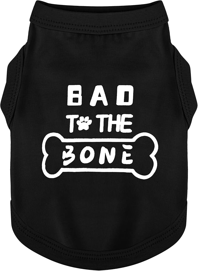Discover Cozy Cotton Canine Wear: Soft, Lightweight, and Breathable Dog Shirt Vest with Eye-Catching Graphics(Bad to the Bone), Keeping Your Furry Friend Warm and Comfy! Black L