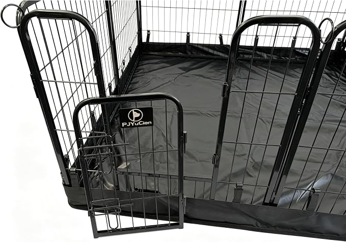 PJYuCien Puppy Playpen Plus Storage Bage with Bottom, 8 Panels 31.3" H | Heavy Duty, Dog Fence for Small Dogs, Foldable Square Pen, Indoor, Outdoor, Backyard Pasture, Camping, Protects Floors