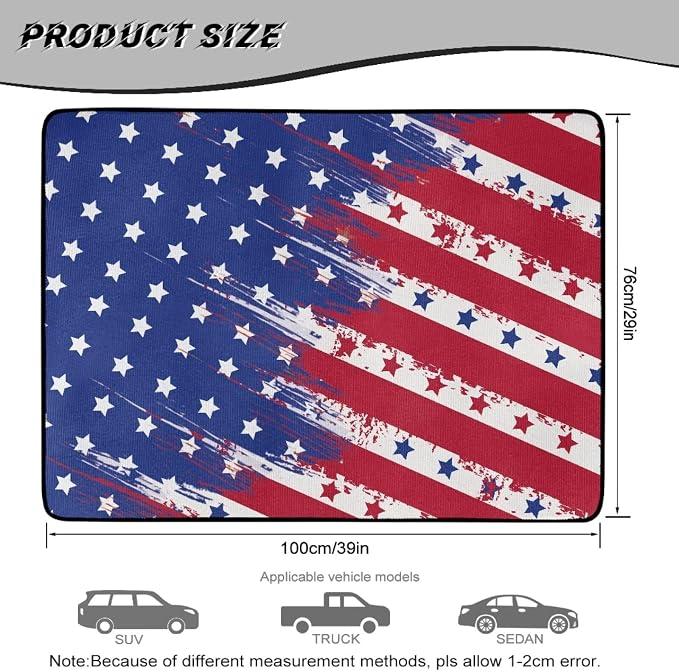 Howilath USA Flag Car Cargo Liner 29"x39" Trunk Mats for Cars, Trunk Liners for Cars Rear Cargo Cover, Universal Fit Vehicle Interior Accessories