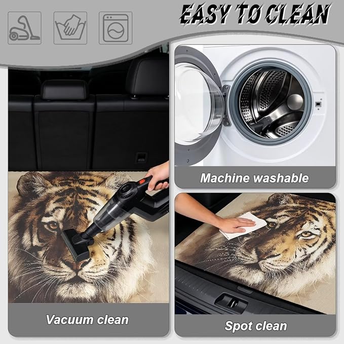All Weather Cargo Liner Fits for SUV, Tiger Print Car Trunk Mats Rear Trunk Liner Mat Non Slip Backing Cargo Protection Mat for Camping Picnic Travel