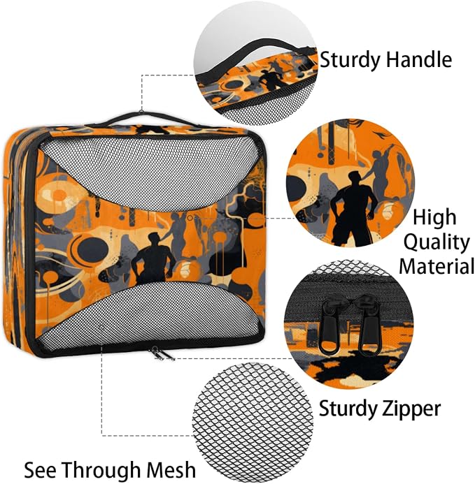 Sports Theme Packing Cubes for Travel, Luggage Packing Organizers, Sports Travel Accessories Large Toiletries Bag for Clothes Shoes Cosmetics Toiletries