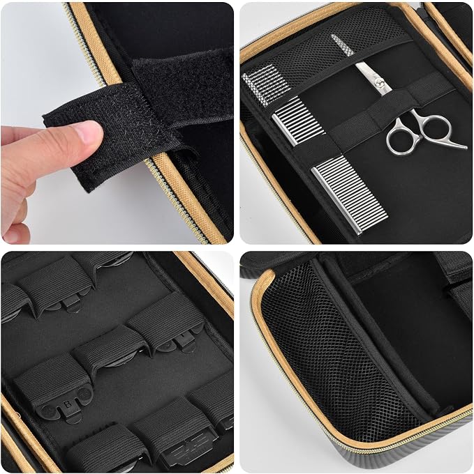 Boobowl Barber Accessories Bag for Clippers and Supplies, Hair Clipper Box | Portable Mens Clipper Storage Organizer for Hair Cutting, Guard Grooming Kit and Barbers Supplies (Bag Only) - Dark Black