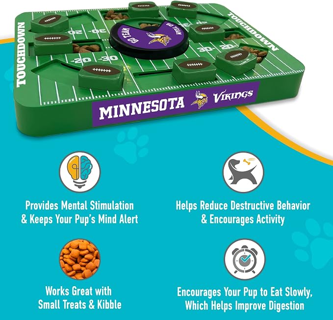 Pets First NFL Minnesota Vikings Large Puzzle Toy - New Size, Interactive Dog Treat & Slow Feeding Puzzle