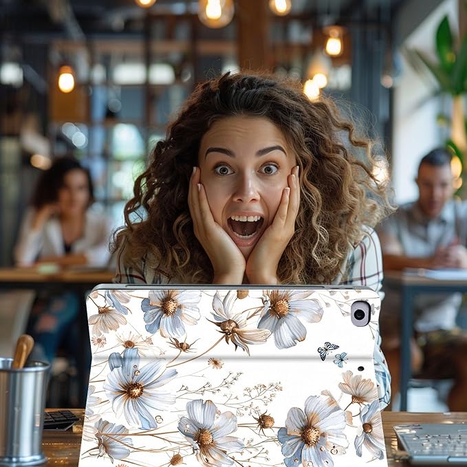 for Microsoft Surface Pro X/Pro X Plus-13 2019/2020/2021/2024 Tablet Case,Auto Wake/Sleep,Adjustable Stand Protective Cover - Blue Flower