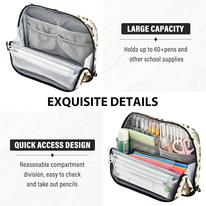Aslsiy Large Capacity Pencil Case Retro Fish (2) Pencil Pouch for Boys Girls Portable Pen Bag Organizer Standing Makeup Bag for School Office Supplies