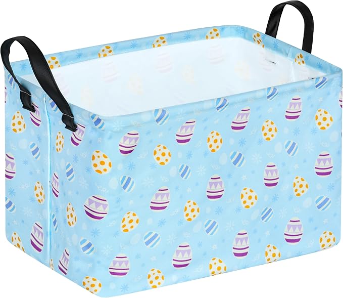Bunny Easter Eggs Basket Storage Basket Gift Shelf Basket Storage Bin, Nursery Basket Organizer Box for With Handles for Room Deco