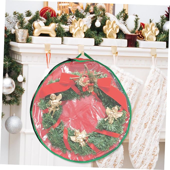 1pc Household Garland Storage Bag with Clear Window Christmas Wreath Packing Bag for Holiday Decoration and Easy to Carry for Organizing Seasonal Supplies