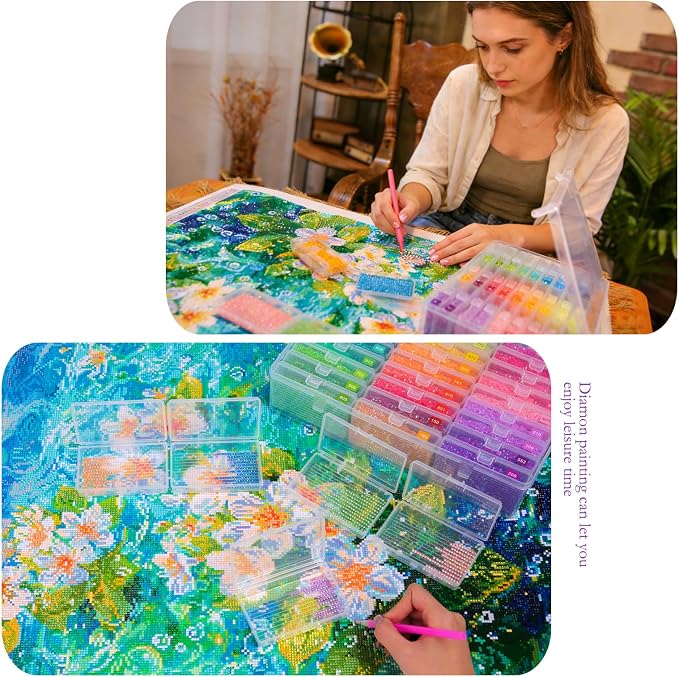 QTFOUND Diamond Art Painting Storage 2pack 54pcs Storage Trays Organizer | Diamond Painting Dotz Accessories Large 2-in-1 with Lids Storage Containers Case Box (Beads not included)