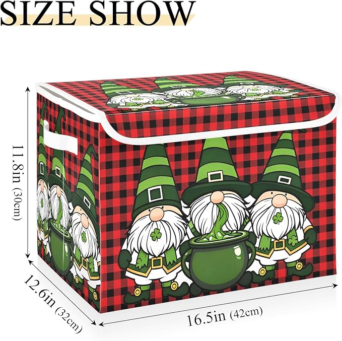 Saint Patrick Fabric Storage Bins with Lid Closet Storage Basket 40L | Decorative Storage Boxes, Foldable & Stackable, Dust-Proof Flip Top, Reinforced Handles, For Home & Dorm, Clothes & Toy Box