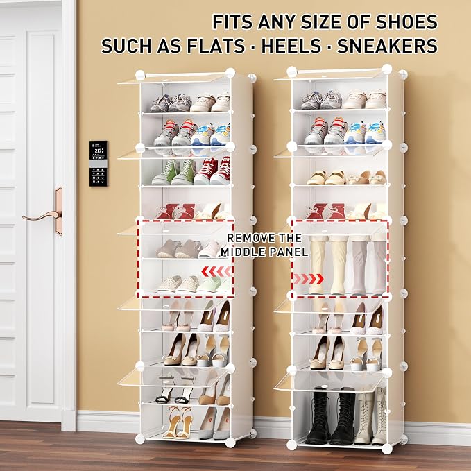 Shoe Storage,10 Tier Shoe Rack Organizer for Closet Shoe Cabinet with Door Shoe Shelves for Closet,Entryway,Hallway,Bedroom