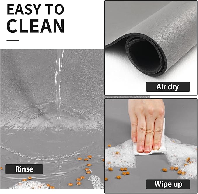 HotLive Dog Food Mat - Absorbent Cat Mat for Food and Water, No Stains Pet Feeding Bowl Mat, Easy to Clean Pet Placemats, Quick Dry Dog Water Dispenser Mat for Messy Drinkers | Grey 18"x 28"