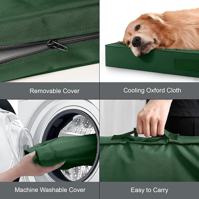 Large Waterproof Orthopedic Dog Bed with Egg Crate Foam | Fits 42x28 Crates, TPU Waterproof Layer, 1680D Washable Oxford Cover, Portable Handle, Indoor & Outdoor Use, Up to 80 lbs