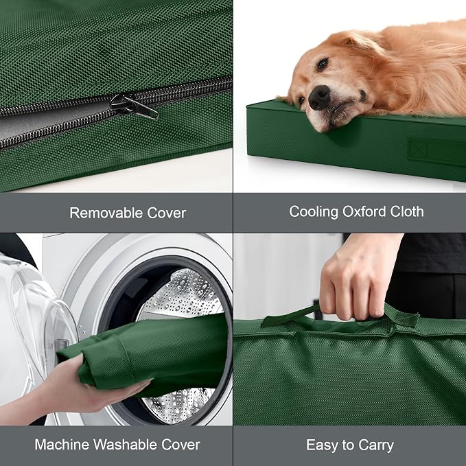 Outdoor Waterproof Orthopedic Dog Bed for Large Dogs | Egg Crate Foam for Joint Support, TPU Waterproof Layer, Machine Washable 1680D Oxford Cover, 36 x 27 Inch, Up to 65 lbs