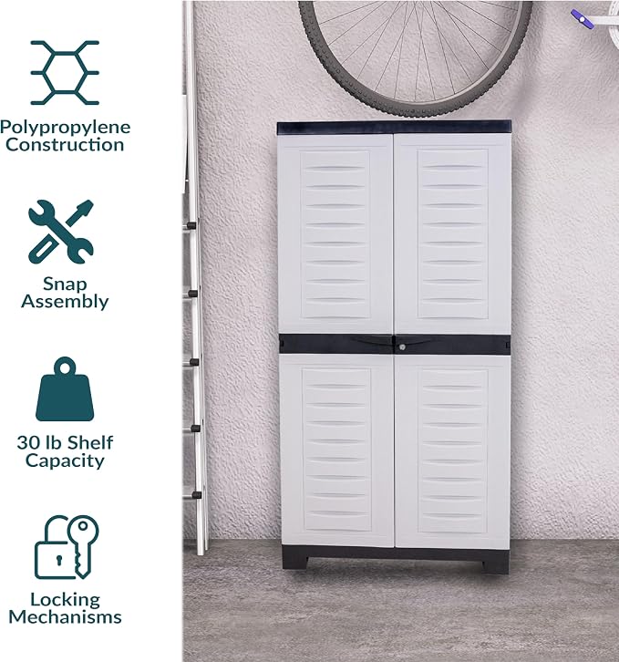 Sunnydaze 48" Garage Storage Cabinet with Locking Doors & Shelves, Gray | Heavy Duty Storage Cabinet with Plexiglass Doors Resists Rust & Peeling, Easy-Clean Utility Cabinet for Garage, Shed, Office