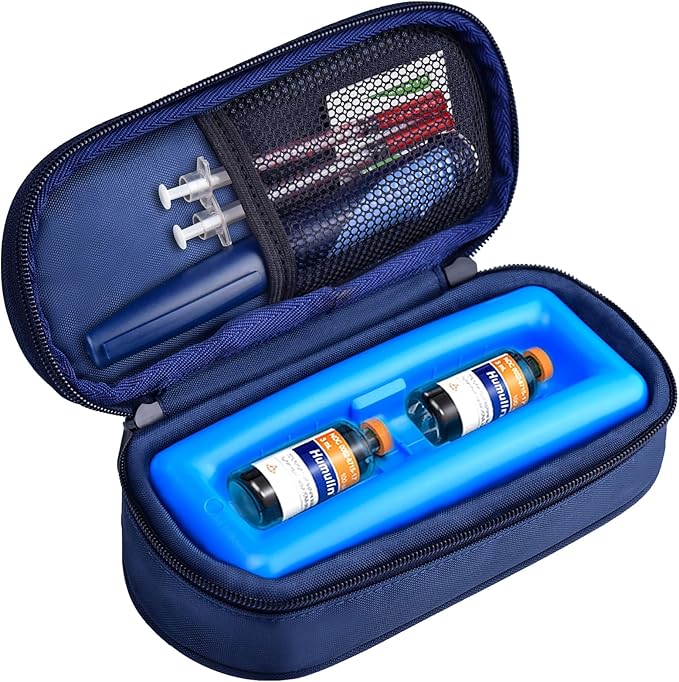 Cruxer Insulin Vial Cooler Travel Case,Portable Refrigerated Medicine Bag | TSA-Approved Small Bottle Organizer with Protective Ice Brick, Keeps Diabetes Medication Cool During Travel