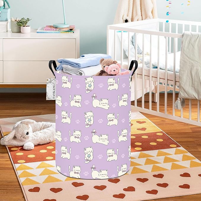 Cat Storage Bin Foldable Nursery Organizer Basket | Foldable with Waterproof PE Coating Organizer Bin for Kids Boys and Girls,Office,Bedroom,Clothes
