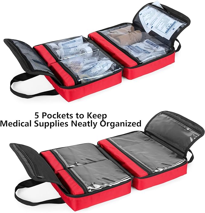 Trunab Small First Aid Kit Bag Empty Portable Emergency Kits Trauma Bag,Red | Medical Pouch Ideal for Car, Home, Camping and Hiking,Bag Only
