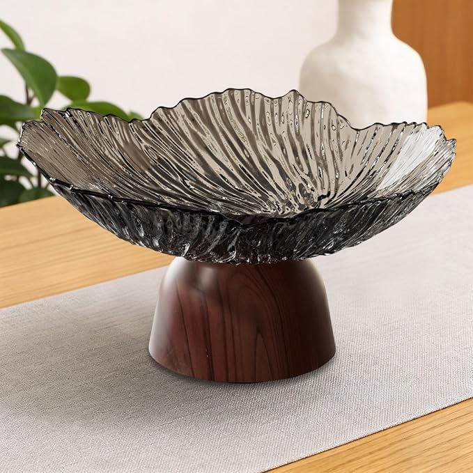Pedestal Fruit Bowl: Elegant Fruit Bowl with Stand, Decorative Serving Tray And PET Organizer for Dining And Home Parties, black