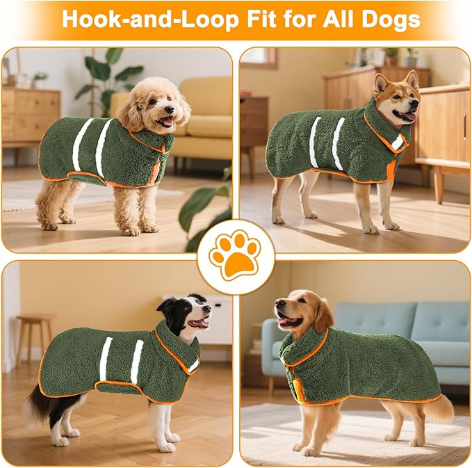 Dog Bathrobe Super Absorbent Dog Towels Large Quick Drying Robes for After Bath Soft Adjustable Warm Keeping Dogs Towel(S-XXL)