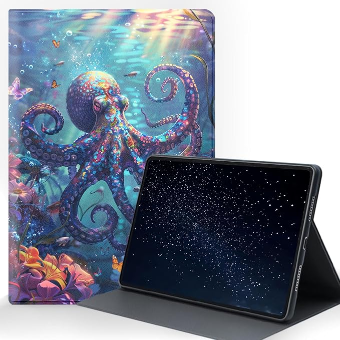 for Samsung Galaxy Tab S6 Lite 10.4" 2020/2022/2024 (SM-P620/P625/P613/P619/P615/P610) Tablet Protective Cover with Adjustable Stand and Magnetic Auto Wake/Sleep,Colorful Octopus