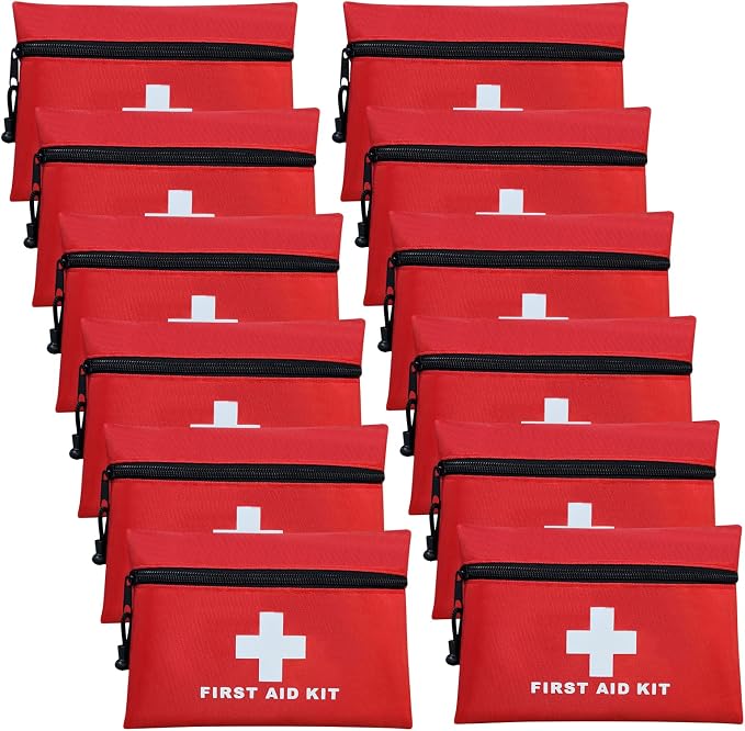 12pcs Mini First Aid Kit Empty Bag with Zipper (Bag Only) | Travel Empty First Aid Pouch for Emergency at Home, Office, Car, Outdoors, Boat, Camping, Hiking
