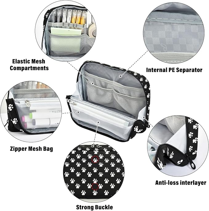 Large Capacity Pencil Case, Cute Pet Prints Pen Pouch Carrier Bag Cases Portable Cosmetic Bags School Office Supplies