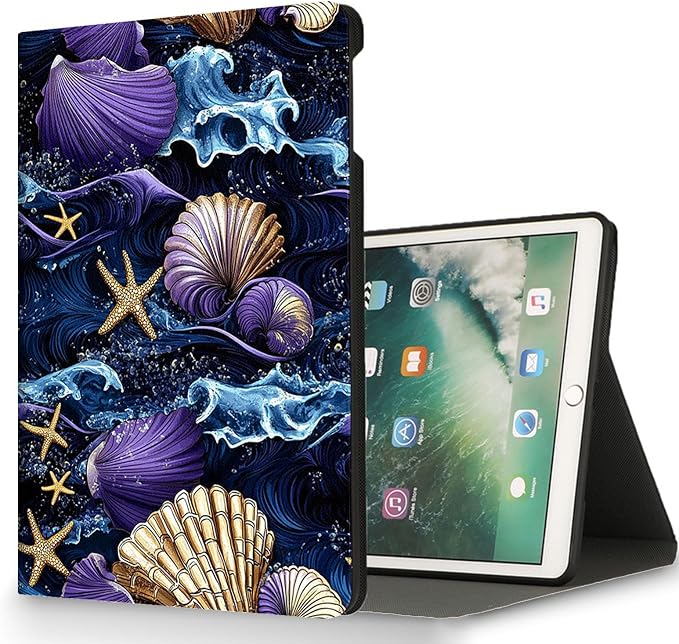 for Microsoft Surface Pro X/Pro X Plus-13 2019/2020/2021/2024 Tablet Case,Auto Wake/Sleep,Adjustable Stand Protective Cover - Ocean Shell Starfish