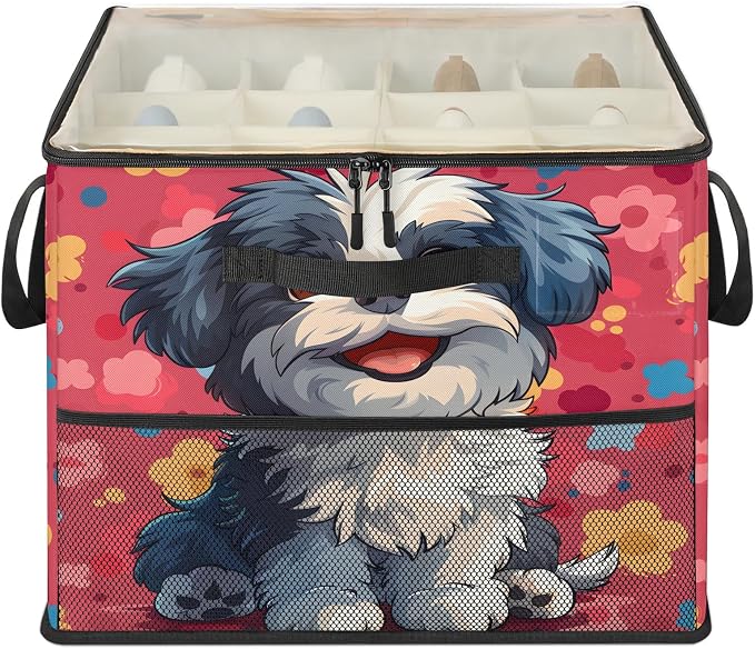 TropicalLife Lovely Pet Dog Shoe Organizer for Closet | Foldable Shoe Storage Box Bin 16-32 Pair Shoe Storage for Sneakers, Boots & Heels with Adjustable Dividers, Clear Cover