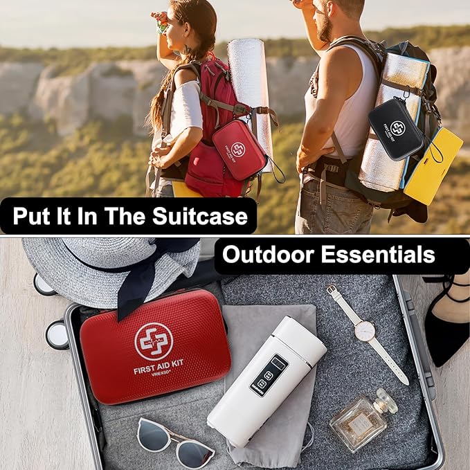 VRIEXSD Premium 320-Piece First Aid Kit, Waterproof EVA Hard Shell Case | Black Complete Emergency Medical Kit with Comprehensive Supplies for Home, Camping, Car, Hiking, Travel, Businesses & Outdoor