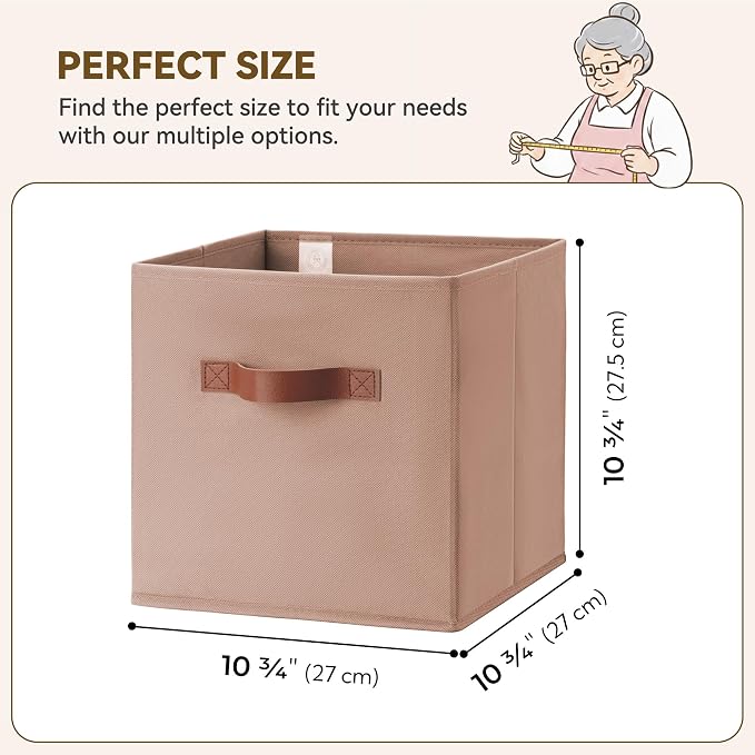 GRANNY SAYS Cube Storage Bins, 11 Inch Cube Organizer, Dusty Pink, 6-Pack | Collapsible Storage Boxes with Thickened Base Plate, Sturdy Handles, Decorative Baskets for Shelves, Closet