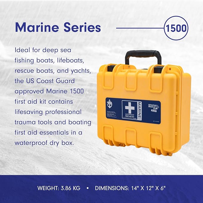 Adventure Medical Kits Marine Series Medical Kit - 1500 - Boat First Aid Kit For Small Crews 24 Hours From Care - Includes Emergency Medical Supplies Like Bandages, Medicine, Guide Book & More | Exceeds Coast Guard Standards & Comes in a Shockproof, Wa...