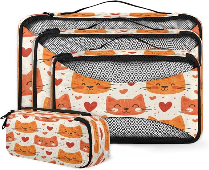 Packing Cubes for Travel, Animals Cats Travel Luggage Packing Organizers for Women Men, Large Custom Toiletries Bag for Cosmetics Toiletries, Valentine's Day
