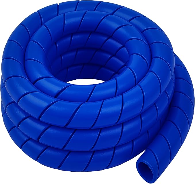 Electriduct 1 Inch Heavy Duty Spiral Wrap HDPE Flexible Plastic Cable Sleeve Hose Protector 25 Feet - Blue