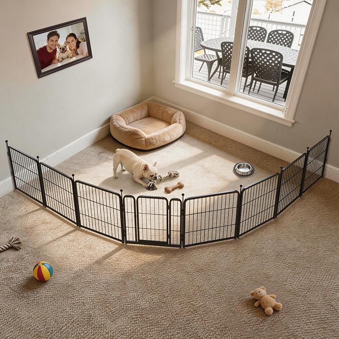 FXW Rollick Dog Playpen with Fence-to-Wall Anchors, 24" H, 8 Panels | Heavy-Duty & Easy setup Play Area, Flexible Boundaries, Indoor & Yard, For Puppies & Small Dogs, Patented