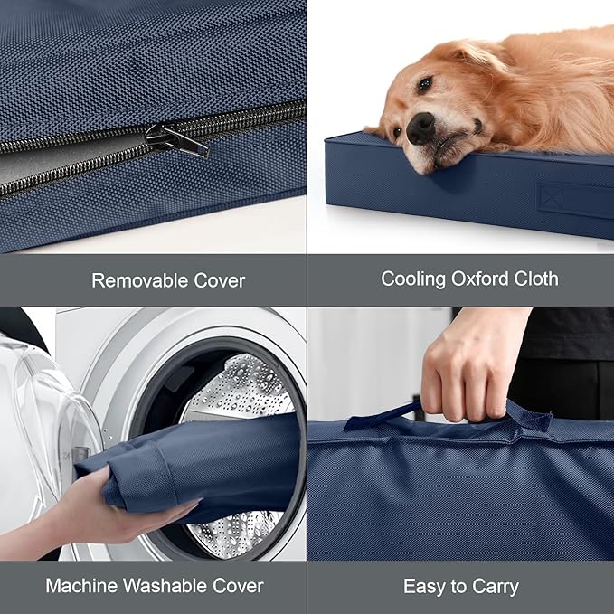 Jumbo Waterproof Orthopedic Dog Bed for Extra Large Dogs | Egg Crate Foam, Pressure Relief, Fits 54x37 Crates, Machine Washable 1680D Oxford Cover, Indoor & Outdoor Use, Up to 150 lbs