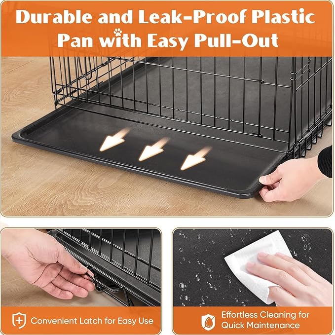 Sweetcrispy Dog Crate 30 Inch, Small Dog Cage, Foldable Puppy Pet Kennel | Single Door, Metal Kennel, Secure Lock, Removable Tray, Indoor Outdoor Training Travel