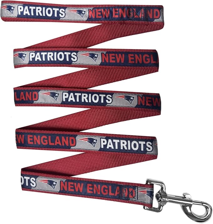 Pets First NFL Licensed New England Patriots Pet Leash, Size Large – Durable Satin Dog & Cat Walking Strap and Pet Tether with Embroidered Team Name & Logo